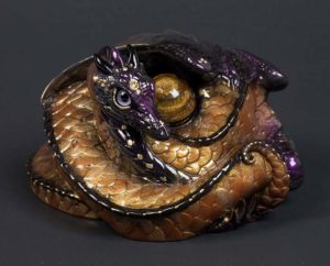 Cosmic Gold Coiled Dragon by Windstone Editions