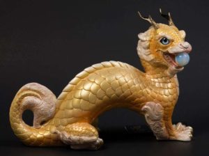 Golden Koi Oriental Moon Dragon by Windstone Editions