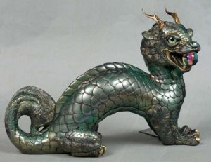 Pewter Patina Oriental Moon Dragon by Windstone Editions