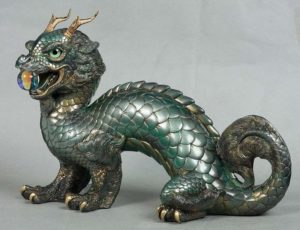 Pewter Patina Oriental Sun Dragon by Windstone Editions