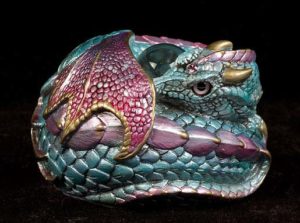 Pink Blue Curled Dragon #1 by Windstone Editions