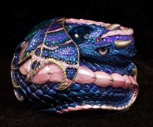 Pink Blue Curled Dragon #2 by Windstone Editions
