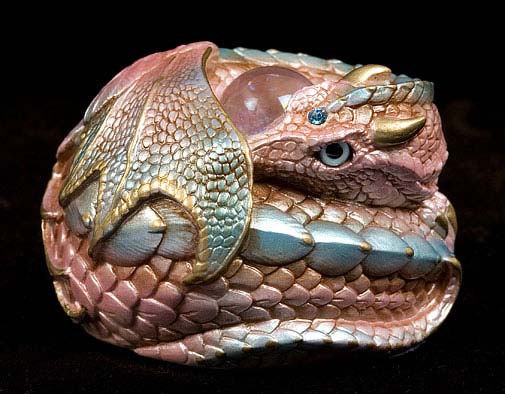 Pink Blue Curled Dragon #3 by Windstone Editions