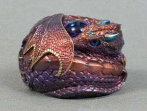 Plum Copper Curled Dragon by Windstone Editions