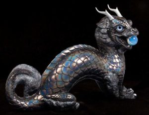 Rainbow Glitter Oriental Moon Dragon by Windstone Editions