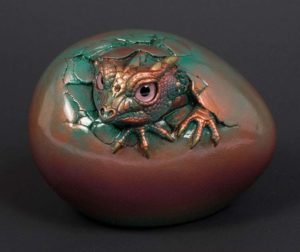 Red Copper Patina Hatching Kinglet Dragon by Windstone Editions