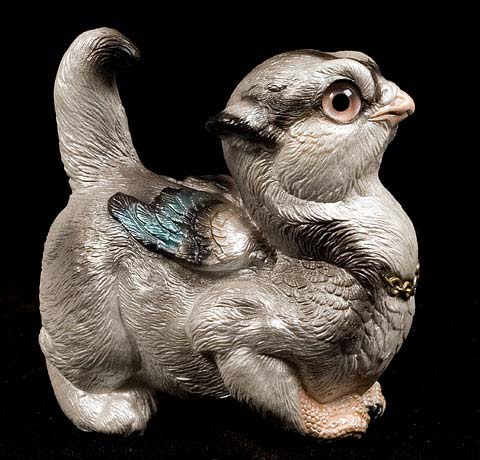 Silver Pearl Crouching Griffin Chick by Windstone Editions