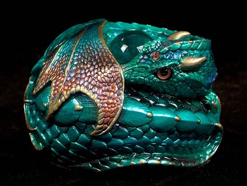 Turquoise Curled Dragon #2 by Windstone Editions