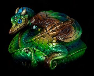 Windstone Editions collectable dragon sculpture - Coiled Dragon - Prismatic Spring