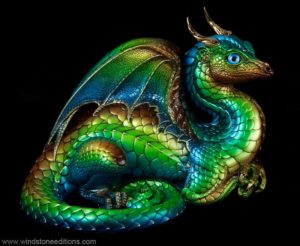 Windstone Editions collectible dragon figurine - Lap Dragon - Prismatic Spring