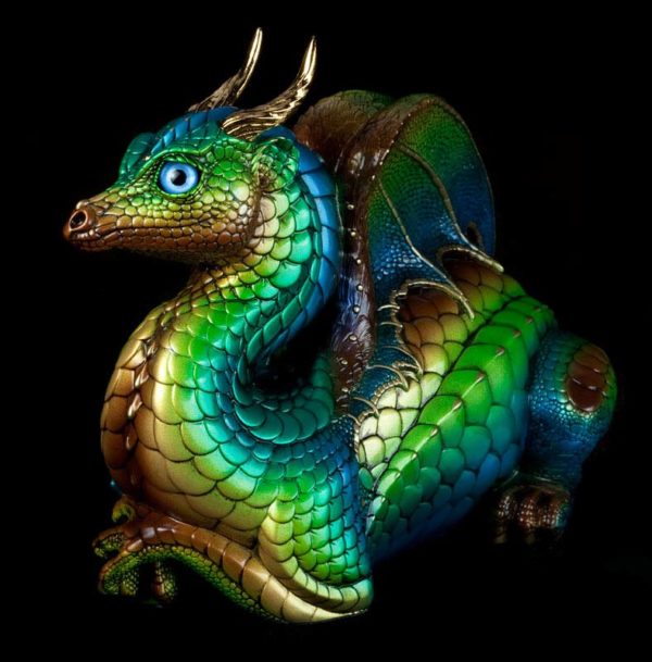 Windstone Editions collectable dragon sculpture - Lap Dragon - Prismatic Spring