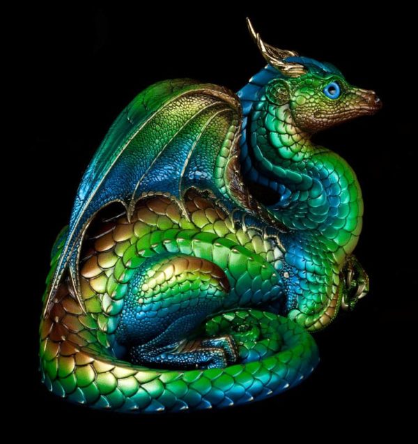 Windstone Editions collectable dragon sculpture - Lap Dragon - Prismatic Spring