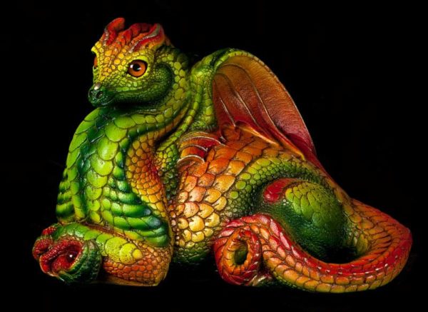 Windstone Editions collectable dragon sculpture - Female Hearth Dragon - Citrus
