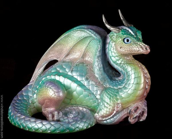 Windstone Editions collectible dragon figurine - Lap Dragon - Pastel Rainbow