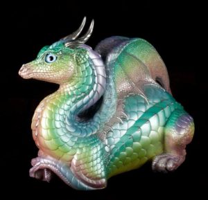 Windstone Editions collectible dragon figurine - Lap Dragon - Pastel Rainbow