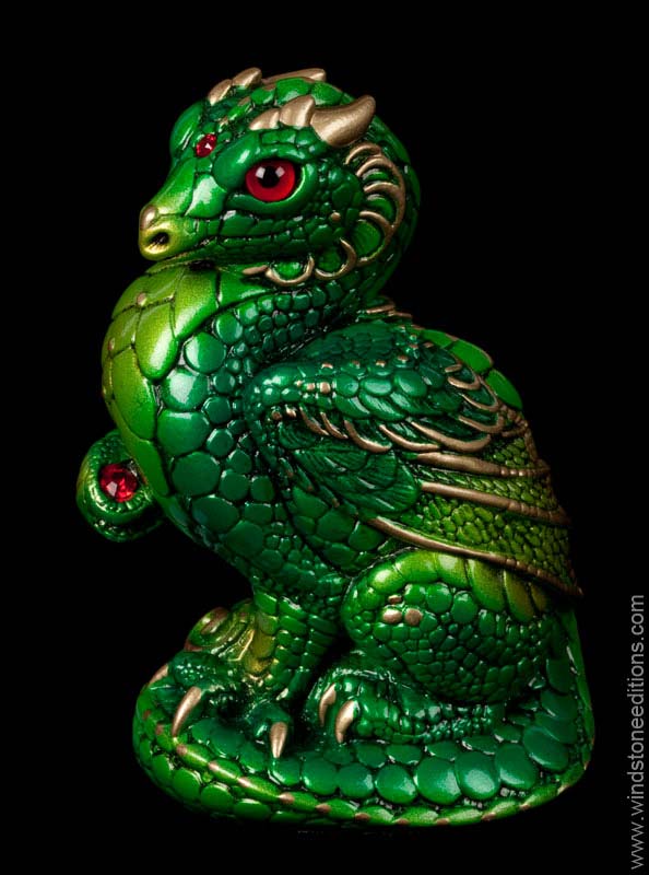 Windstone Editions collectible dragon figurine - Mini Keeper Dragon - Emerald