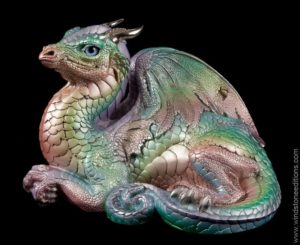 Windstone Editions collectible dragon figurine - Old Warrior Dragon - Pastel Rainbow