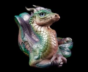 Windstone Editions collectable dragon sculpture - Old Warrior Dragon - Pastel Rainbow