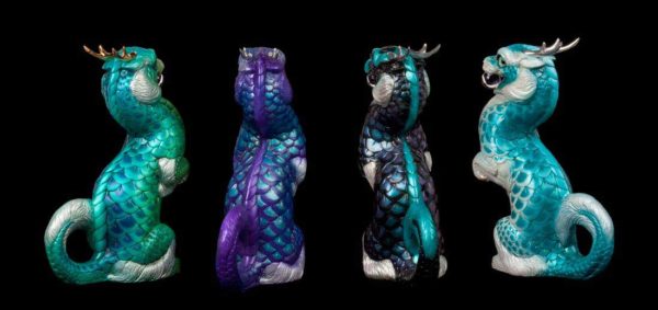 Windstone Editions collectable dragon sculptures - Sitting Young Oriental Dragon - Grab Bag Edition - Cool Colors