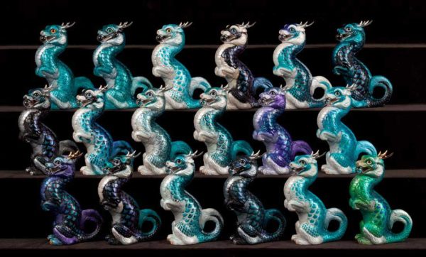Windstone Editions collectable dragon sculptures - Sitting Young Oriental Dragon - Grab Bag Edition - Cool Colors