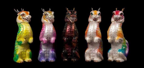 Windstone Editions collectible dragon figurines - Sitting Young Oriental Dragon - Grab Bag Edition - Wild Colors