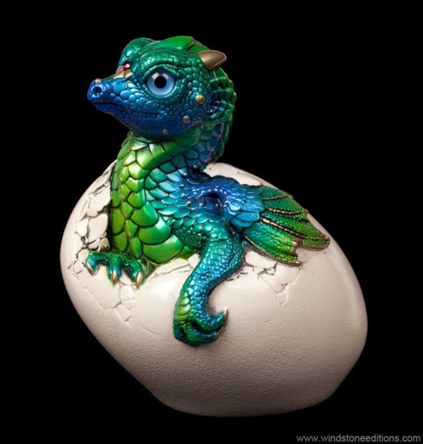 Windstone Editions collectible dragon figurine - Hatching Empress Dragon - Emerald Peacock