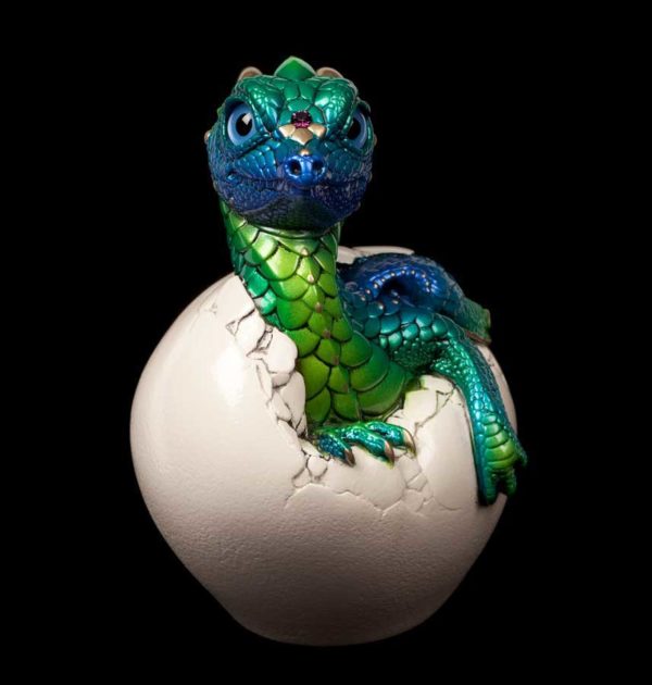Windstone Editions collectable dragon sculpture - Hatching Empress Dragon - Emerald Peacock