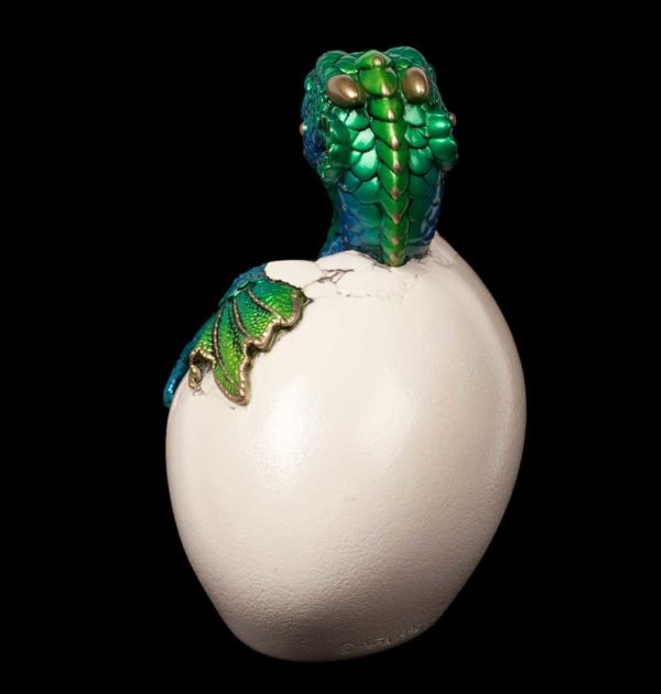 Windstone Editions collectable dragon sculpture - Hatching Empress Dragon - Emerald Peacock