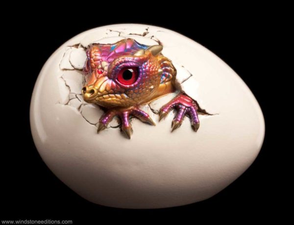 Windstone Editions collectible dragon figurine - Hatching Kinglet Dragon - Violet Flame