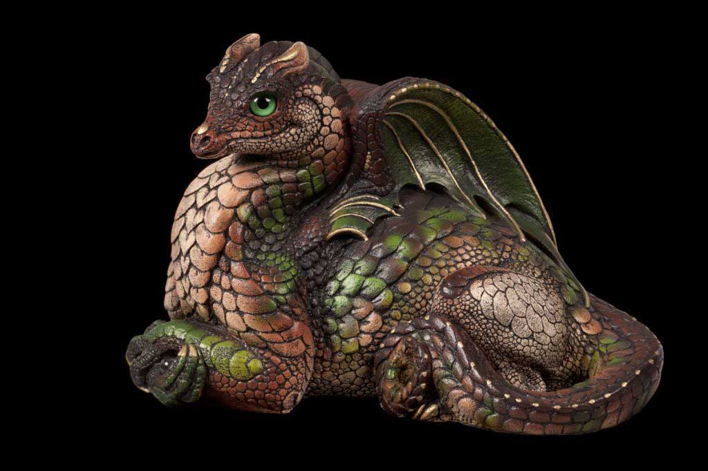 Windstone Editions collectible dragon figurine - Female Hearth Dragon - Woodland