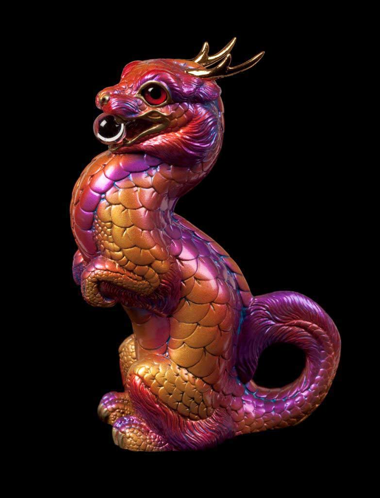 Windstone Editions collectible dragon figurine - Sitting Young Oriental Dragon - Violet Flame