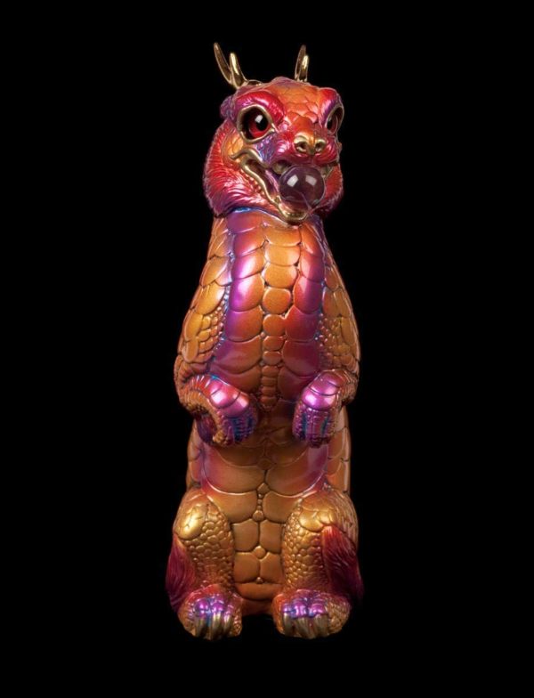 Windstone Editions collectable dragon sculpture - Sitting Young Oriental Dragon - Violet Flame