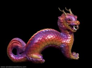 Windstone Editions collectible dragon figurine - Oriental Moon Dragon - Violet Flame