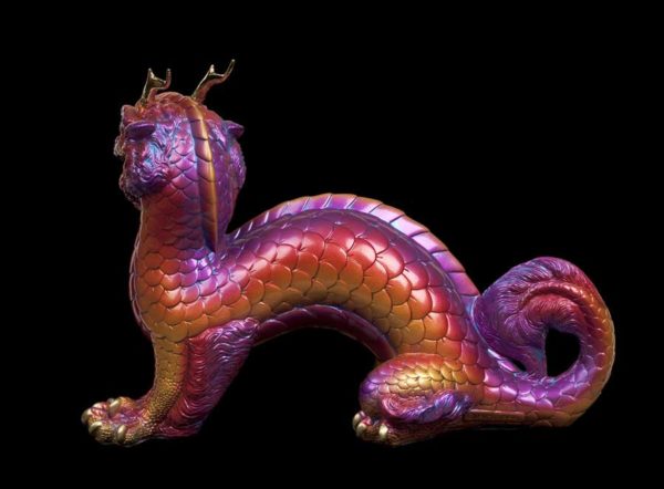 Windstone Editions collectible dragon figurine - Oriental Moon Dragon - Violet Flame