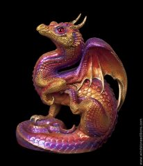 Windstone Editions collectible dragon figurine - Scratching Dragon - Violet Flame