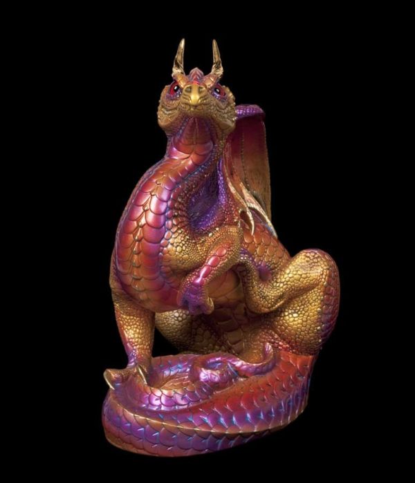 Windstone Editions collectable dragon sculpture - Scratching Dragon - Violet Flame