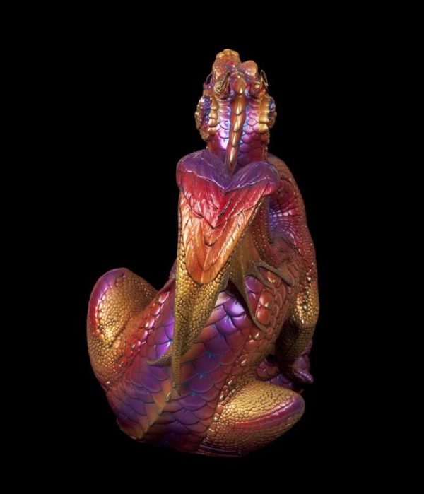 Windstone Editions collectable dragon sculpture - Scratching Dragon - Violet Flame