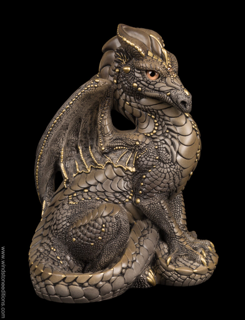 Male Dragon fantasy figurine. Hand-painted collectable sculpture by Windstone Editions in stone color.