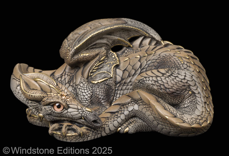 Mother Dragon fantasy figurine. Hand-painted collectable sculpture by Windstone Editions painted in stone color.