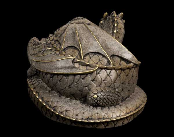 Windstone Editions collectible dragon figurine - Coiled Dragon - Stone