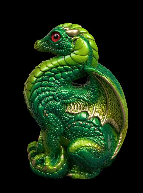 Windstone Editions collectible dragon figurine - Bantam Dragon - Emerald