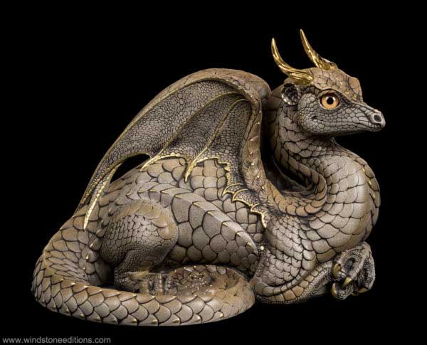 Windstone Editions collectible dragon figurine - Lap Dragon - Stone