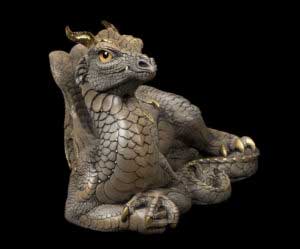 Windstone Editions collectable dragon sculpture - Old Warrior Dragon - Stone