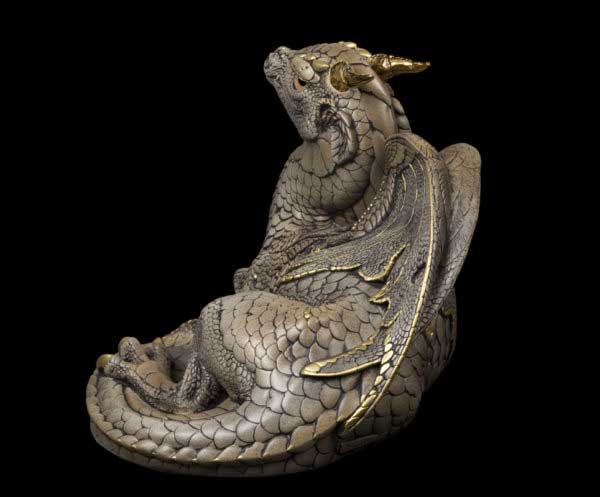 Windstone Editions collectable dragon sculpture - Old Warrior Dragon - Stone