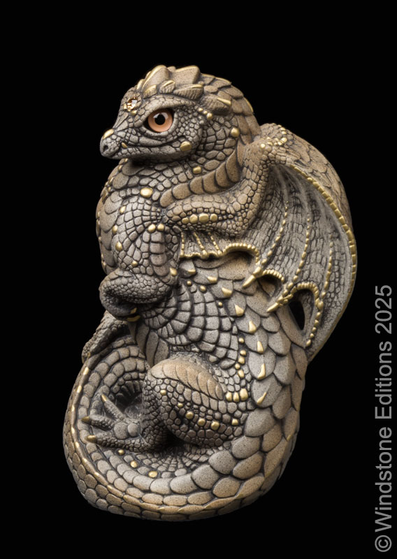 Young Dragon fantasy figurine. Hand-painted collectable sculpture by Windstone Editions painted in stone color.