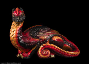 Toaster Dragon fantasy figurine in red and black. Hand-painted collectible sculpture by Windstone Editions