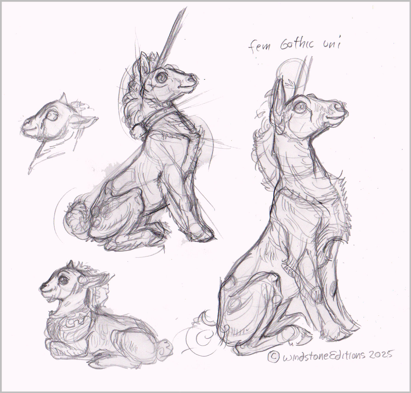 Pena_drawing_gothic-unicorn-family_blog-March2025