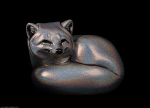 Rainbow sparkle arctic fox fantasy figurine. Hand-painted collectable sculpture by Windstone Editions