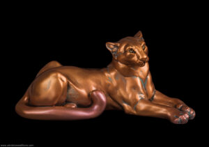 Cougar figurine hand-painted to look like copper. Collectable sculpture by Windstone Editions