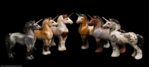 Standing Ponycorn fantasy figurine hand-painted in a grab bag of horse colors. Collectable sculpture by Windstone Editions